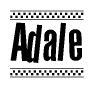 The clipart image displays the text Adale in a bold, stylized font. It is enclosed in a rectangular border with a checkerboard pattern running below and above the text, similar to a finish line in racing. 