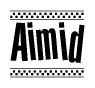 The clipart image displays the text Aimid in a bold, stylized font. It is enclosed in a rectangular border with a checkerboard pattern running below and above the text, similar to a finish line in racing. 