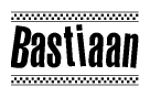 The image contains the text Bastiaan in a bold, stylized font, with a checkered flag pattern bordering the top and bottom of the text.