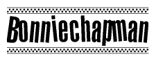 The clipart image displays the text Bonniechapman in a bold, stylized font. It is enclosed in a rectangular border with a checkerboard pattern running below and above the text, similar to a finish line in racing. 