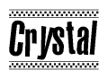 The clipart image displays the text Crystal in a bold, stylized font. It is enclosed in a rectangular border with a checkerboard pattern running below and above the text, similar to a finish line in racing. 