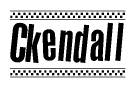 The image contains the text Ckendall in a bold, stylized font, with a checkered flag pattern bordering the top and bottom of the text.