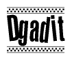 The clipart image displays the text Dgadit in a bold, stylized font. It is enclosed in a rectangular border with a checkerboard pattern running below and above the text, similar to a finish line in racing. 