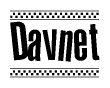 The image contains the text Davnet in a bold, stylized font, with a checkered flag pattern bordering the top and bottom of the text.
