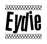 The clipart image displays the text Eydie in a bold, stylized font. It is enclosed in a rectangular border with a checkerboard pattern running below and above the text, similar to a finish line in racing. 