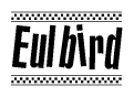 The image contains the text Eulbird in a bold, stylized font, with a checkered flag pattern bordering the top and bottom of the text.