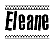 The image contains the text Eleane in a bold, stylized font, with a checkered flag pattern bordering the top and bottom of the text.
