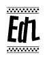 The clipart image displays the text Edz in a bold, stylized font. It is enclosed in a rectangular border with a checkerboard pattern running below and above the text, similar to a finish line in racing. 