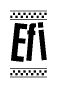 The clipart image displays the text Efi in a bold, stylized font. It is enclosed in a rectangular border with a checkerboard pattern running below and above the text, similar to a finish line in racing. 