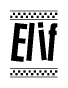 The clipart image displays the text Elif in a bold, stylized font. It is enclosed in a rectangular border with a checkerboard pattern running below and above the text, similar to a finish line in racing. 