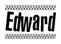 The clipart image displays the text Edward in a bold, stylized font. It is enclosed in a rectangular border with a checkerboard pattern running below and above the text, similar to a finish line in racing. 