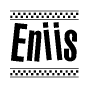The clipart image displays the text Eniis in a bold, stylized font. It is enclosed in a rectangular border with a checkerboard pattern running below and above the text, similar to a finish line in racing. 