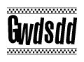 The clipart image displays the text Gwdsdd in a bold, stylized font. It is enclosed in a rectangular border with a checkerboard pattern running below and above the text, similar to a finish line in racing. 