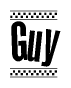 The clipart image displays the text Guy in a bold, stylized font. It is enclosed in a rectangular border with a checkerboard pattern running below and above the text, similar to a finish line in racing. 
