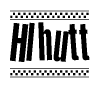 The image contains the text Hlhutt in a bold, stylized font, with a checkered flag pattern bordering the top and bottom of the text.