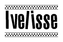 The image contains the text Ivelisse in a bold, stylized font, with a checkered flag pattern bordering the top and bottom of the text.
