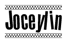 The image contains the text Joceylin in a bold, stylized font, with a checkered flag pattern bordering the top and bottom of the text.
