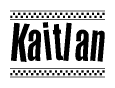 The image contains the text Kaitlan in a bold, stylized font, with a checkered flag pattern bordering the top and bottom of the text.