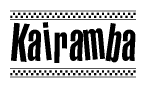 The clipart image displays the text Kairamba in a bold, stylized font. It is enclosed in a rectangular border with a checkerboard pattern running below and above the text, similar to a finish line in racing. 