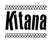 The image contains the text Kitana in a bold, stylized font, with a checkered flag pattern bordering the top and bottom of the text.