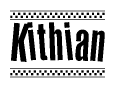 The clipart image displays the text Kithian in a bold, stylized font. It is enclosed in a rectangular border with a checkerboard pattern running below and above the text, similar to a finish line in racing. 