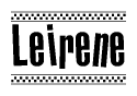 The clipart image displays the text Leirene in a bold, stylized font. It is enclosed in a rectangular border with a checkerboard pattern running below and above the text, similar to a finish line in racing. 