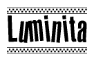 The clipart image displays the text Luminita in a bold, stylized font. It is enclosed in a rectangular border with a checkerboard pattern running below and above the text, similar to a finish line in racing. 