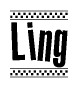 The clipart image displays the text Ling in a bold, stylized font. It is enclosed in a rectangular border with a checkerboard pattern running below and above the text, similar to a finish line in racing. 