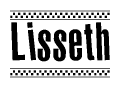 The image contains the text Lisseth in a bold, stylized font, with a checkered flag pattern bordering the top and bottom of the text.