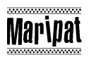 The clipart image displays the text Maripat in a bold, stylized font. It is enclosed in a rectangular border with a checkerboard pattern running below and above the text, similar to a finish line in racing. 