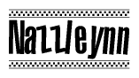 The clipart image displays the text Nazzleynn in a bold, stylized font. It is enclosed in a rectangular border with a checkerboard pattern running below and above the text, similar to a finish line in racing. 