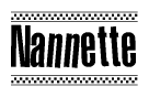 The clipart image displays the text Nannette in a bold, stylized font. It is enclosed in a rectangular border with a checkerboard pattern running below and above the text, similar to a finish line in racing. 