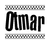 The clipart image displays the text Otmar in a bold, stylized font. It is enclosed in a rectangular border with a checkerboard pattern running below and above the text, similar to a finish line in racing. 