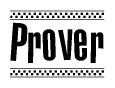 The clipart image displays the text Prover in a bold, stylized font. It is enclosed in a rectangular border with a checkerboard pattern running below and above the text, similar to a finish line in racing. 