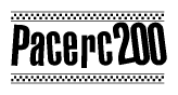 The image contains the text Pacerc200 in a bold, stylized font, with a checkered flag pattern bordering the top and bottom of the text.