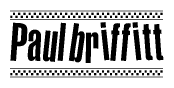 The clipart image displays the text Paulbriffitt in a bold, stylized font. It is enclosed in a rectangular border with a checkerboard pattern running below and above the text, similar to a finish line in racing. 