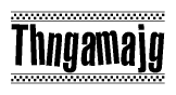 The clipart image displays the text Thngamajg in a bold, stylized font. It is enclosed in a rectangular border with a checkerboard pattern running below and above the text, similar to a finish line in racing. 