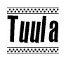 The image contains the text Tuula in a bold, stylized font, with a checkered flag pattern bordering the top and bottom of the text.