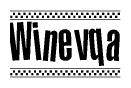 The image contains the text Winevqa in a bold, stylized font, with a checkered flag pattern bordering the top and bottom of the text.