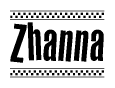 The image contains the text Zhanna in a bold, stylized font, with a checkered flag pattern bordering the top and bottom of the text.