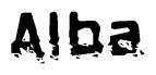 The image contains the word Alba in a stylized font with a static looking effect at the bottom of the words