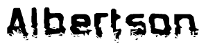 The image contains the word Albertson in a stylized font with a static looking effect at the bottom of the words