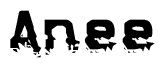The image contains the word Anee in a stylized font with a static looking effect at the bottom of the words