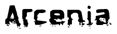 The image contains the word Arcenia in a stylized font with a static looking effect at the bottom of the words