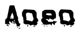 The image contains the word Aoeo in a stylized font with a static looking effect at the bottom of the words