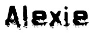 The image contains the word Alexie in a stylized font with a static looking effect at the bottom of the words