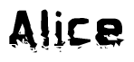 The image contains the word Alice in a stylized font with a static looking effect at the bottom of the words