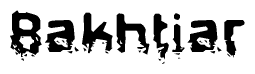 This nametag says Bakhtiar, and has a static looking effect at the bottom of the words. The words are in a stylized font.