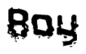 The image contains the word Boy in a stylized font with a static looking effect at the bottom of the words