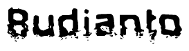 The image contains the word Budianto in a stylized font with a static looking effect at the bottom of the words